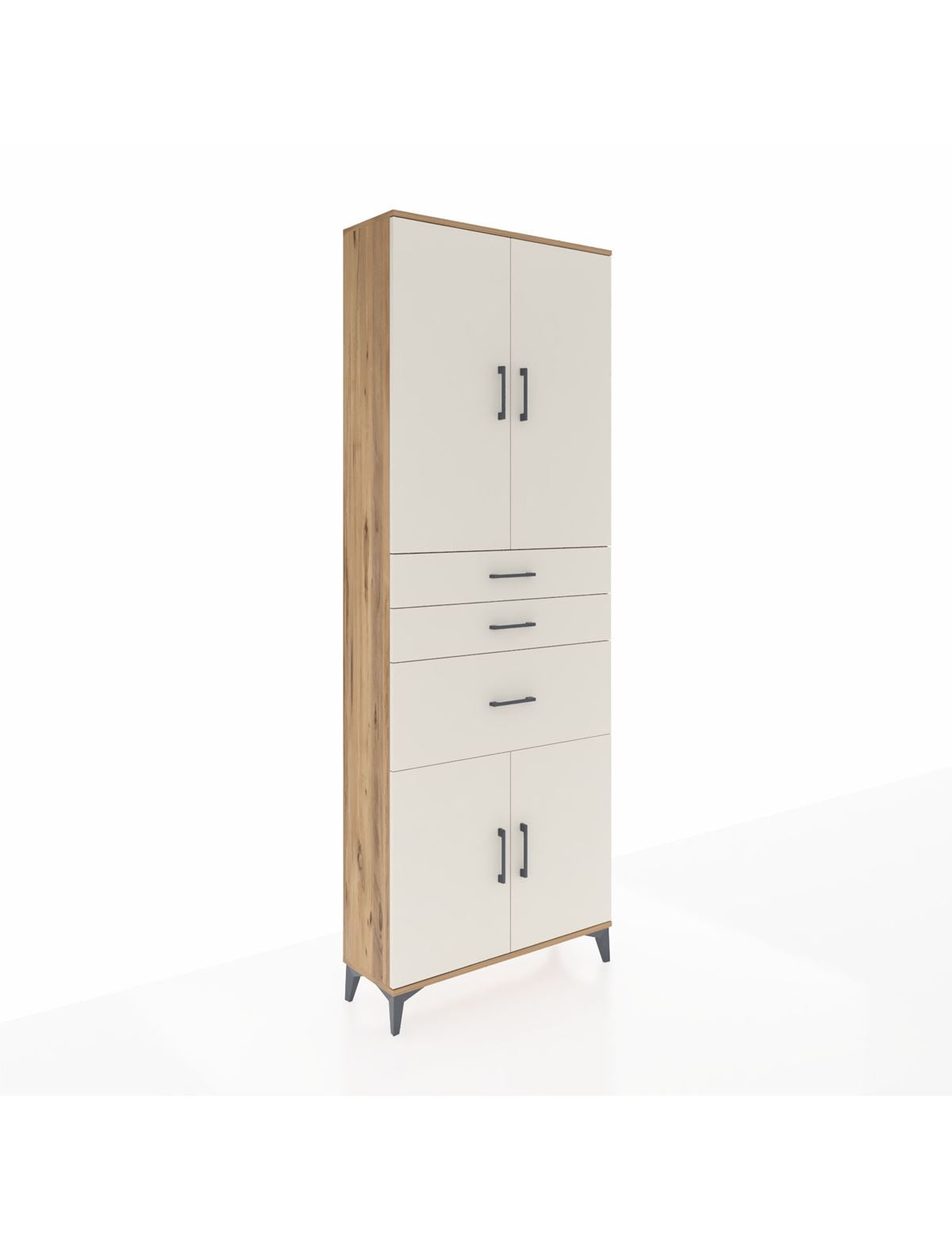 Arges Dolap 4 Raflı 3 Çekmeceli 4 Kapaklı 88x30x243 Çam-Aytaşı