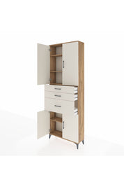 Arges Dolap 4 Raflı 3 Çekmeceli 4 Kapaklı 88x30x243 Çam-Aytaşı