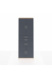 Arges Dolap 4 Raflı 3 Çekmeceli 4 Kapaklı 88x30x243 Çam-Antrasit