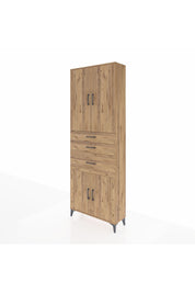 Arges Dolap 4 Raflı 3 Çekmeceli 4 Kapaklı 88x30x243 Çam-Çam