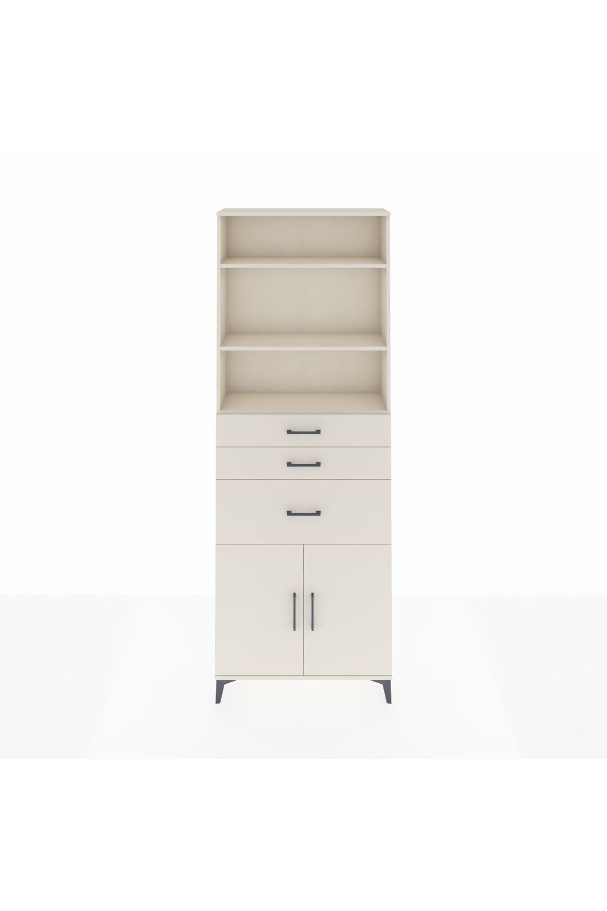 Arges Dolap 4 Raflı 3 Çekmeceli 2 Kapaklı 88x30x243 Aytaşı-Aytaşı