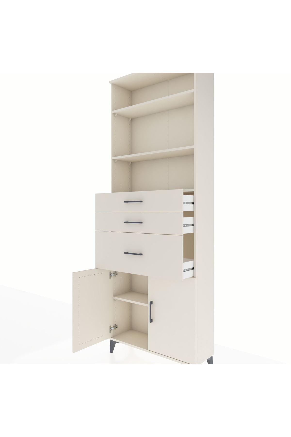 Arges Dolap 4 Raflı 3 Çekmeceli 2 Kapaklı 88x30x243 Aytaşı-Aytaşı