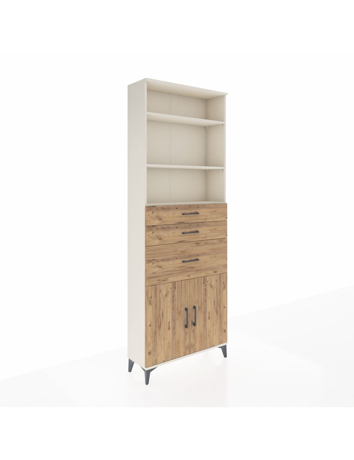 Arges Dolap 4 Raflı 3 Çekmeceli 2 Kapaklı 88x30x243 Aytaşı-Çam