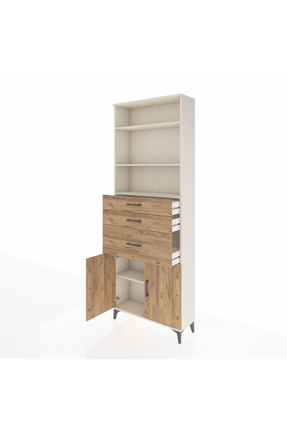 Arges Dolap 4 Raflı 3 Çekmeceli 2 Kapaklı 88x30x243 Aytaşı-Çam