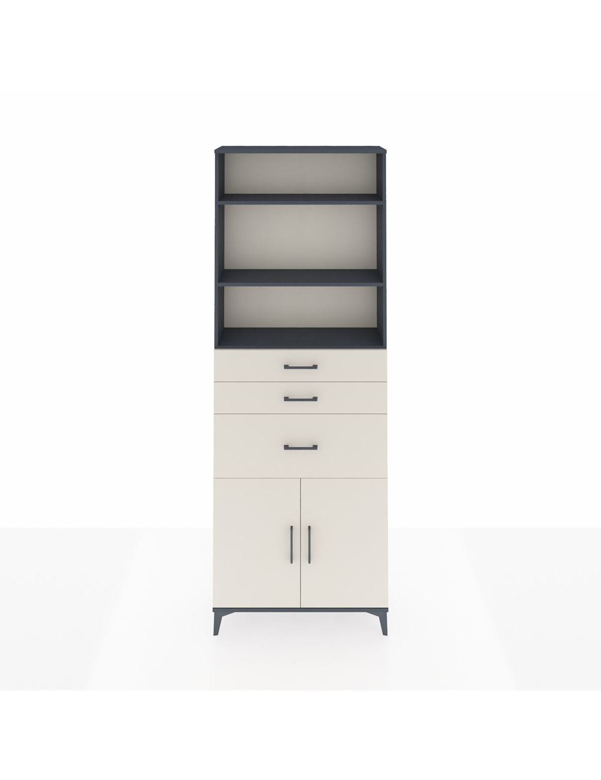 Arges Dolap 4 Raflı 3 Çekmeceli 2 Kapaklı 88x30x243 Antrasit-Aytaşı