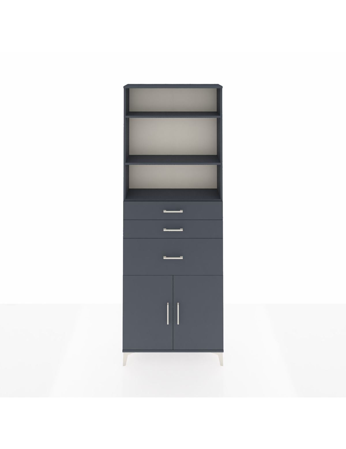 Arges Dolap 4 Raflı 3 Çekmeceli 2 Kapaklı 88x30x243 Antrasit-Antrasit