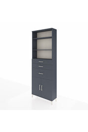 Arges Dolap 4 Raflı 3 Çekmeceli 2 Kapaklı 88x30x243 Antrasit-Antrasit