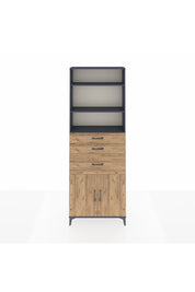 Arges Dolap 4 Raflı 3 Çekmeceli 2 Kapaklı 88x30x243 Antrasit-Çam