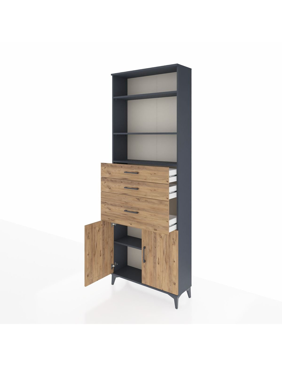 Arges Dolap 4 Raflı 3 Çekmeceli 2 Kapaklı 88x30x243 - S33M082V6A