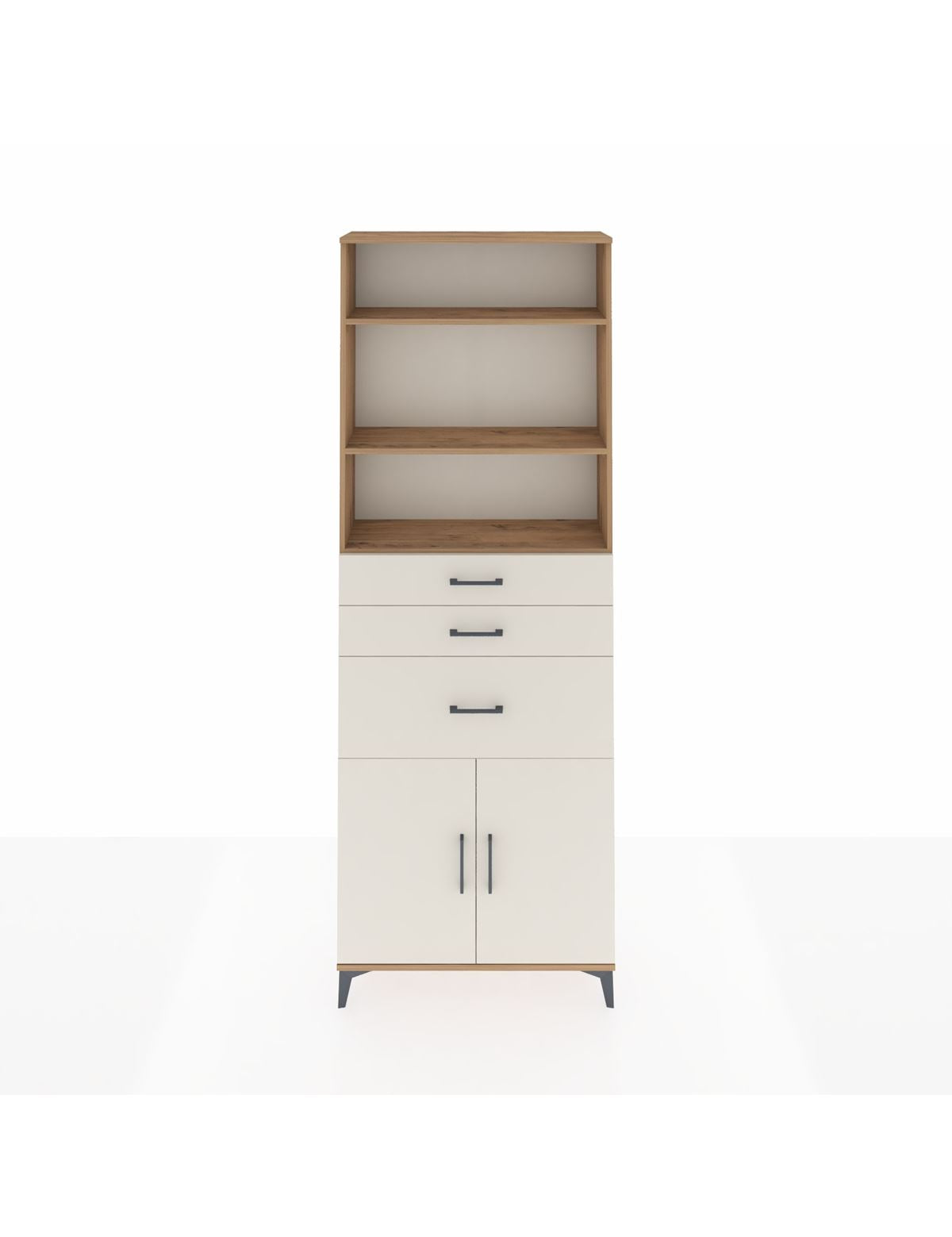 Arges Dolap 4 Raflı 3 Çekmeceli 2 Kapaklı 88x30x243 Çam-Aytaşı