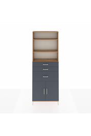 Arges Dolap 4 Raflı 3 Çekmeceli 2 Kapaklı 88x30x243 Çam-Antrasit