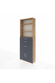 Arges Dolap 4 Raflı 3 Çekmeceli 2 Kapaklı 88x30x243 Çam-Antrasit