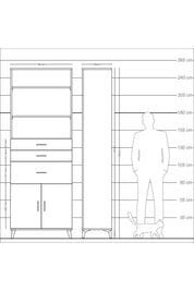 Arges Dolap 4 Raflı 3 Çekmeceli 2 Kapaklı 88x30x243 Çam-Antrasit