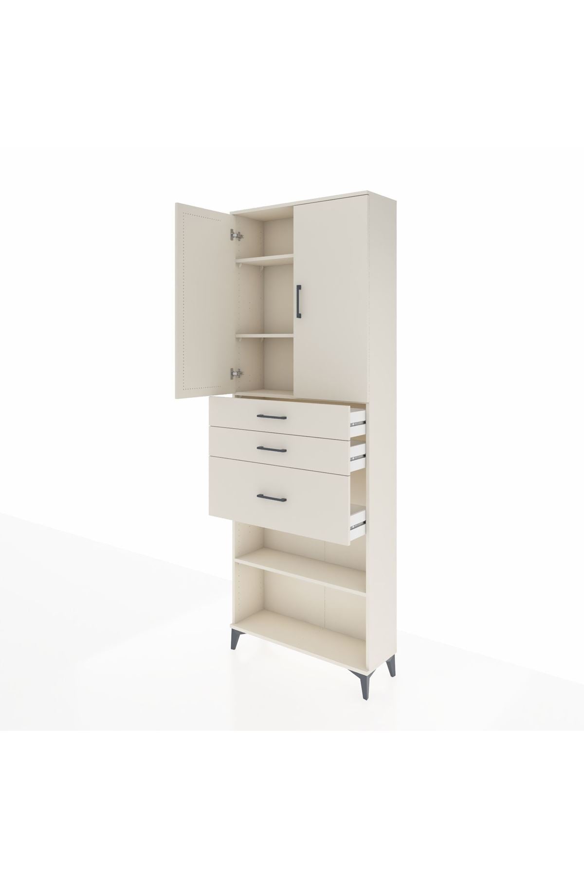 Arges Dolap 4 Raflı 3 Çekmeceli 2 Kapaklı 88x30x243 Aytaşı-Aytaşı