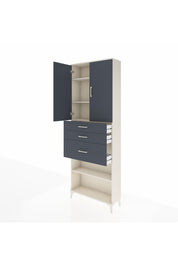 Arges Dolap 4 Raflı 3 Çekmeceli 2 Kapaklı 88x30x243 Aytaşı-Antrasit