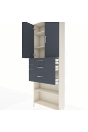 Arges Dolap 4 Raflı 3 Çekmeceli 2 Kapaklı 88x30x243 Aytaşı-Antrasit