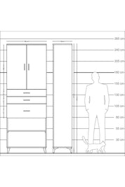 Arges Dolap 4 Raflı 3 Çekmeceli 2 Kapaklı 88x30x243 Aytaşı-Antrasit