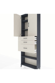 Arges Dolap 4 Raflı 3 Çekmeceli 2 Kapaklı 88x30x243 Antrasit-Aytaşı