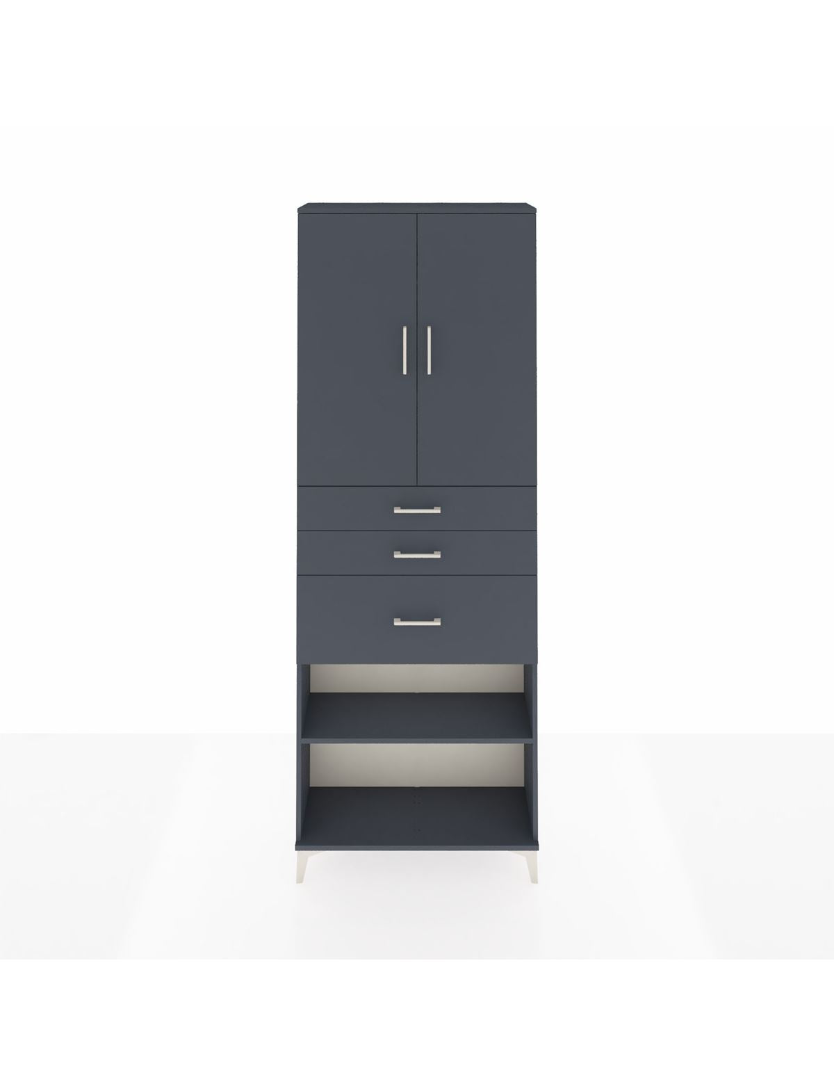 Arges Dolap 4 Raflı 3 Çekmeceli 2 Kapaklı 88x30x243 Antrasit-Antrasit