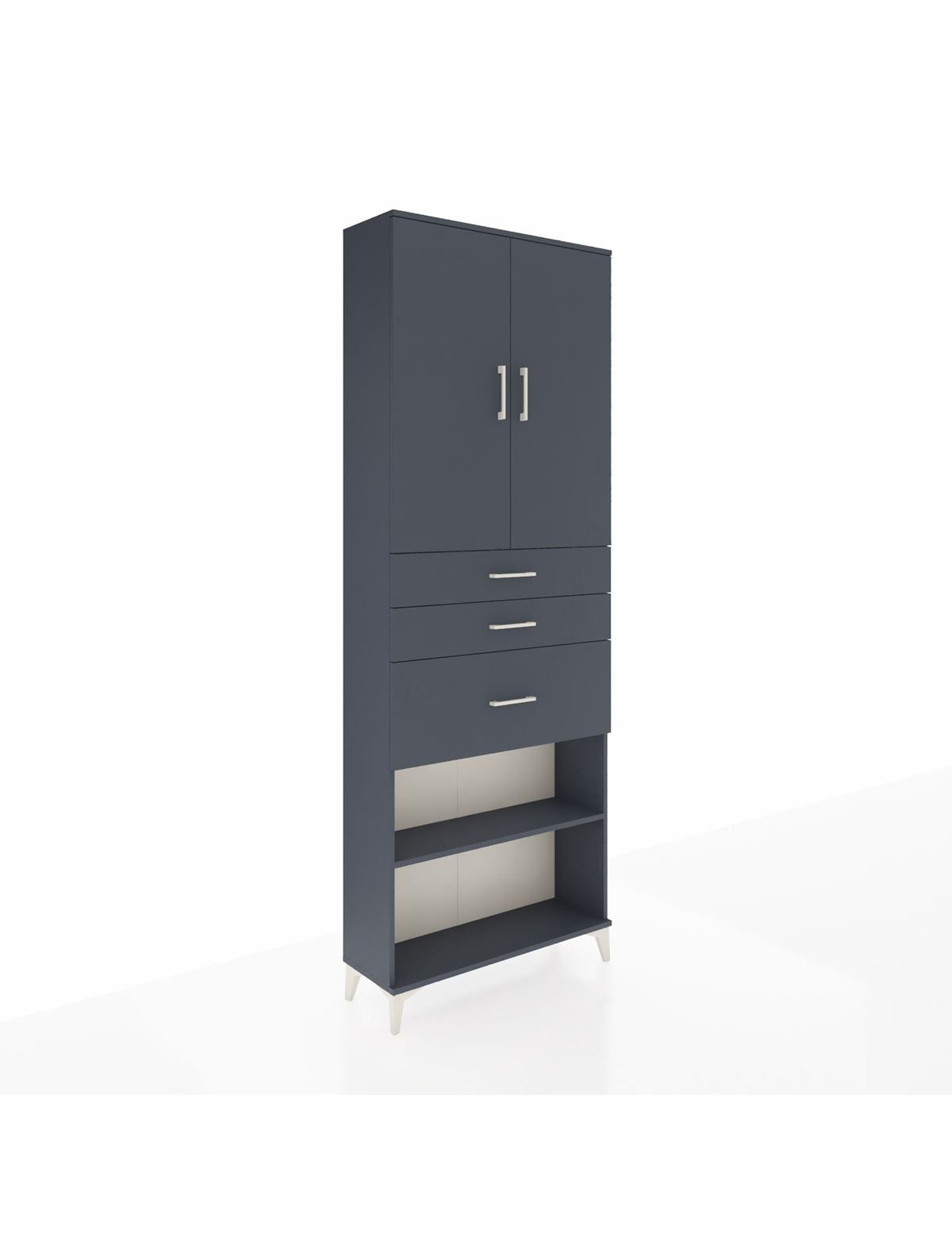 Arges Dolap 4 Raflı 3 Çekmeceli 2 Kapaklı 88x30x243 Antrasit-Antrasit