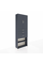 Arges Dolap 4 Raflı 3 Çekmeceli 2 Kapaklı 88x30x243 Antrasit-Antrasit