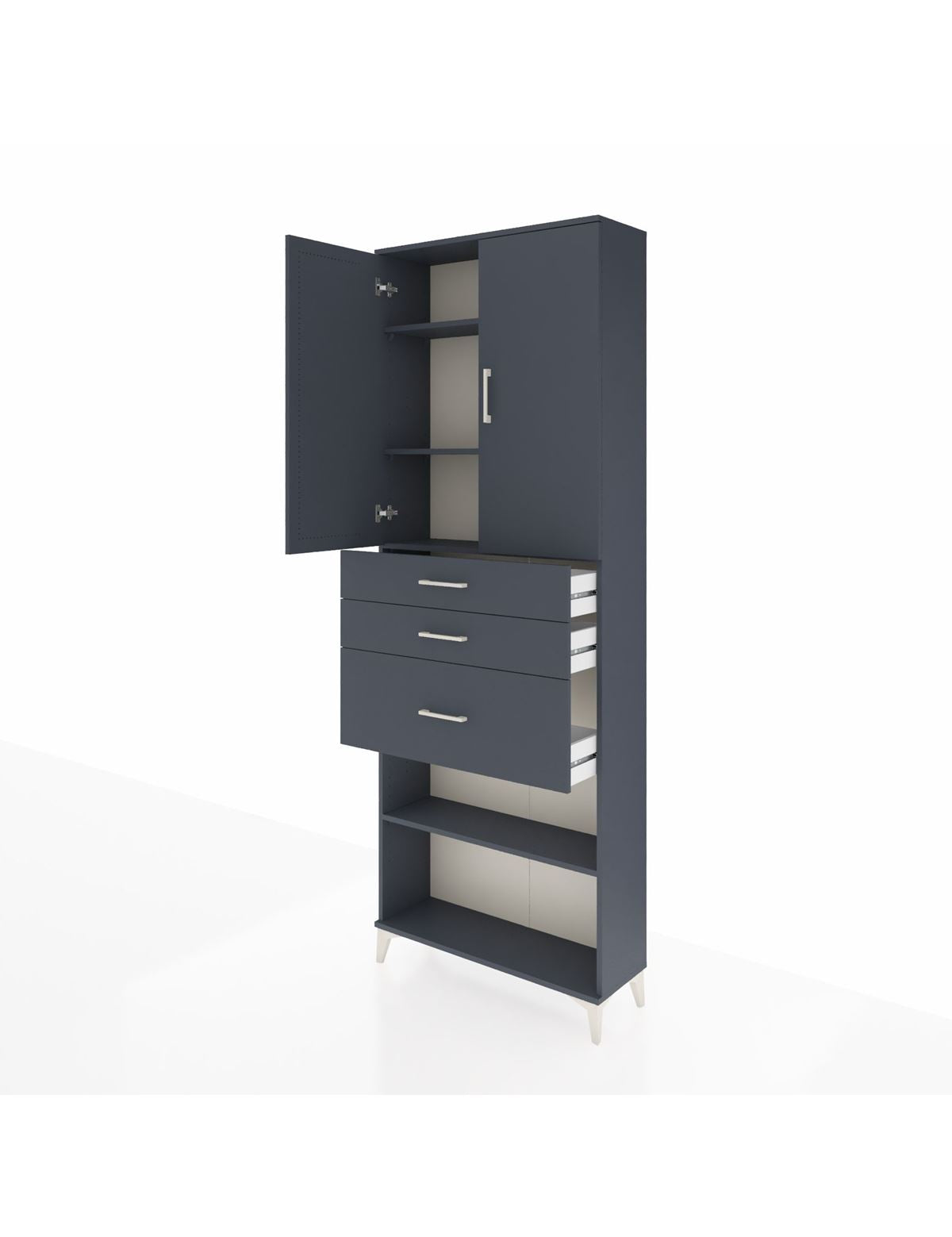 Arges Dolap 4 Raflı 3 Çekmeceli 2 Kapaklı 88x30x243 - S33M083V5A