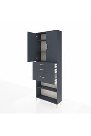 Arges Dolap 4 Raflı 3 Çekmeceli 2 Kapaklı 88x30x243 Antrasit-Antrasit