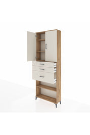Arges Dolap 4 Raflı 3 Çekmeceli 2 Kapaklı 88x30x243 Çam-Aytaşı
