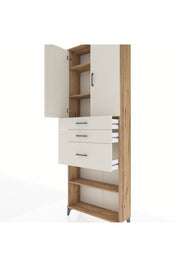 Arges Dolap 4 Raflı 3 Çekmeceli 2 Kapaklı 88x30x243 Çam-Aytaşı