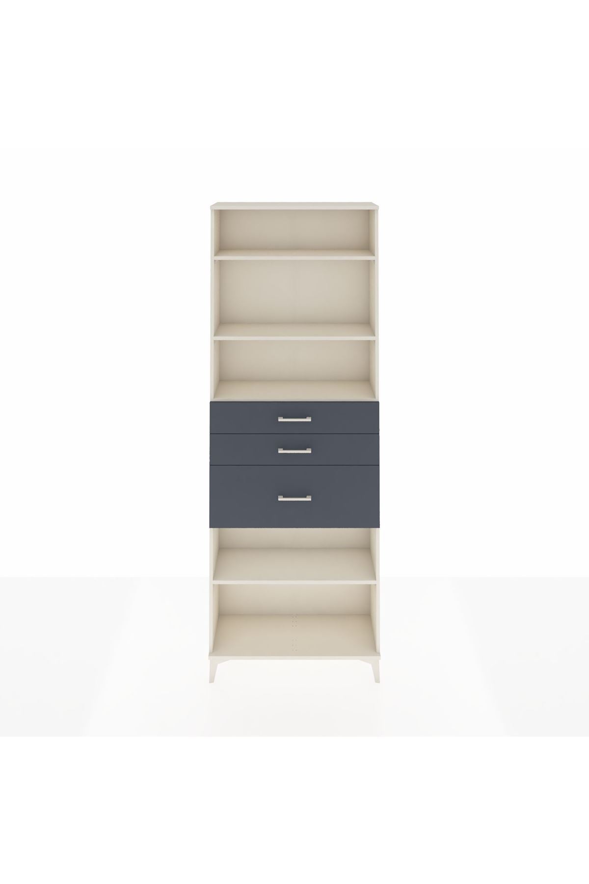 Arges Dolap 4 Raflı 3 Çekmeceli 88x30x243 Aytaşı-Antrasit