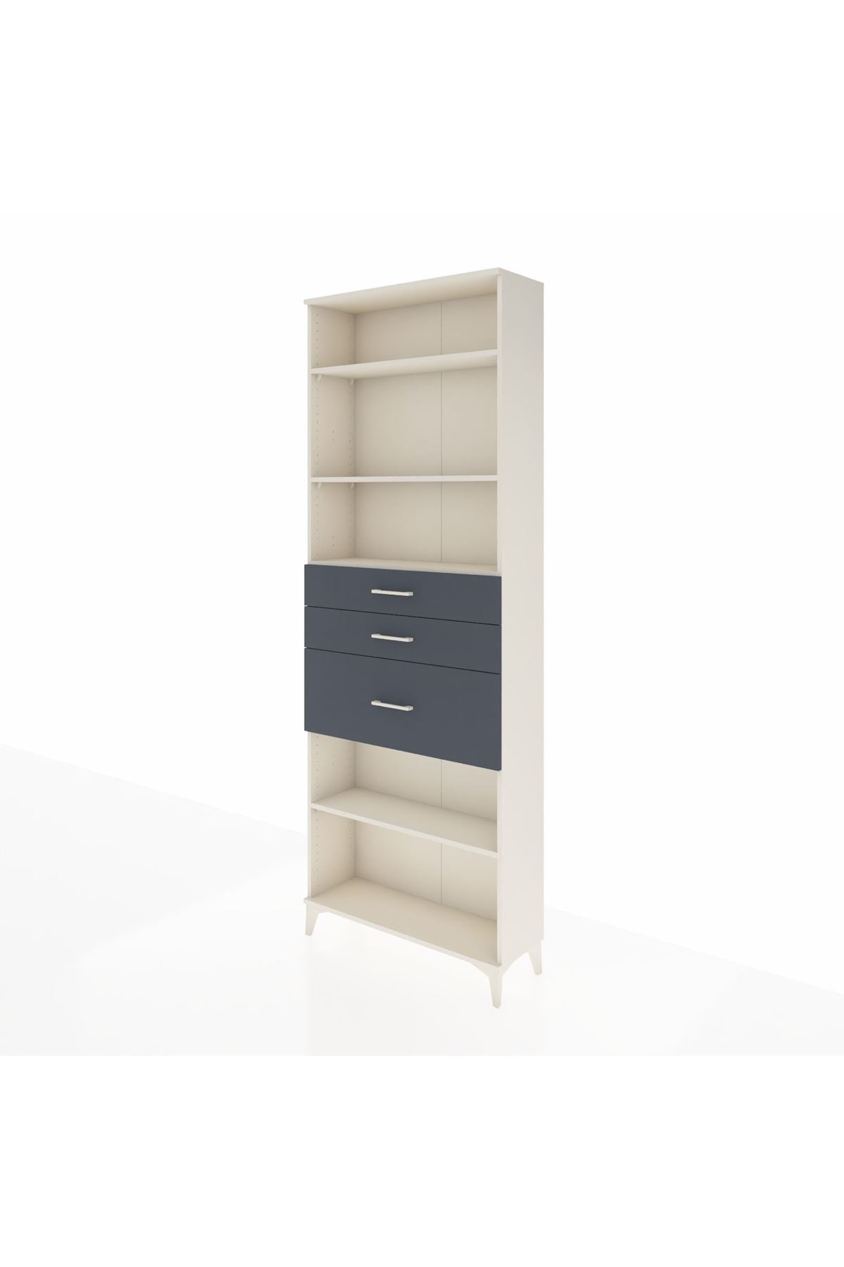 Arges Dolap 4 Raflı 3 Çekmeceli 88x30x243 Aytaşı-Antrasit