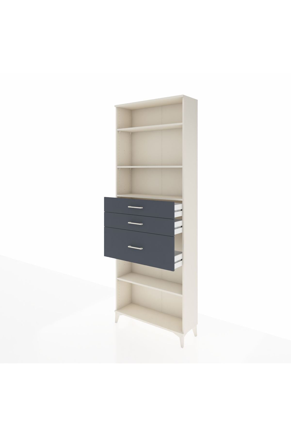 Arges Dolap 4 Raflı 3 Çekmeceli 88x30x243 Aytaşı-Antrasit