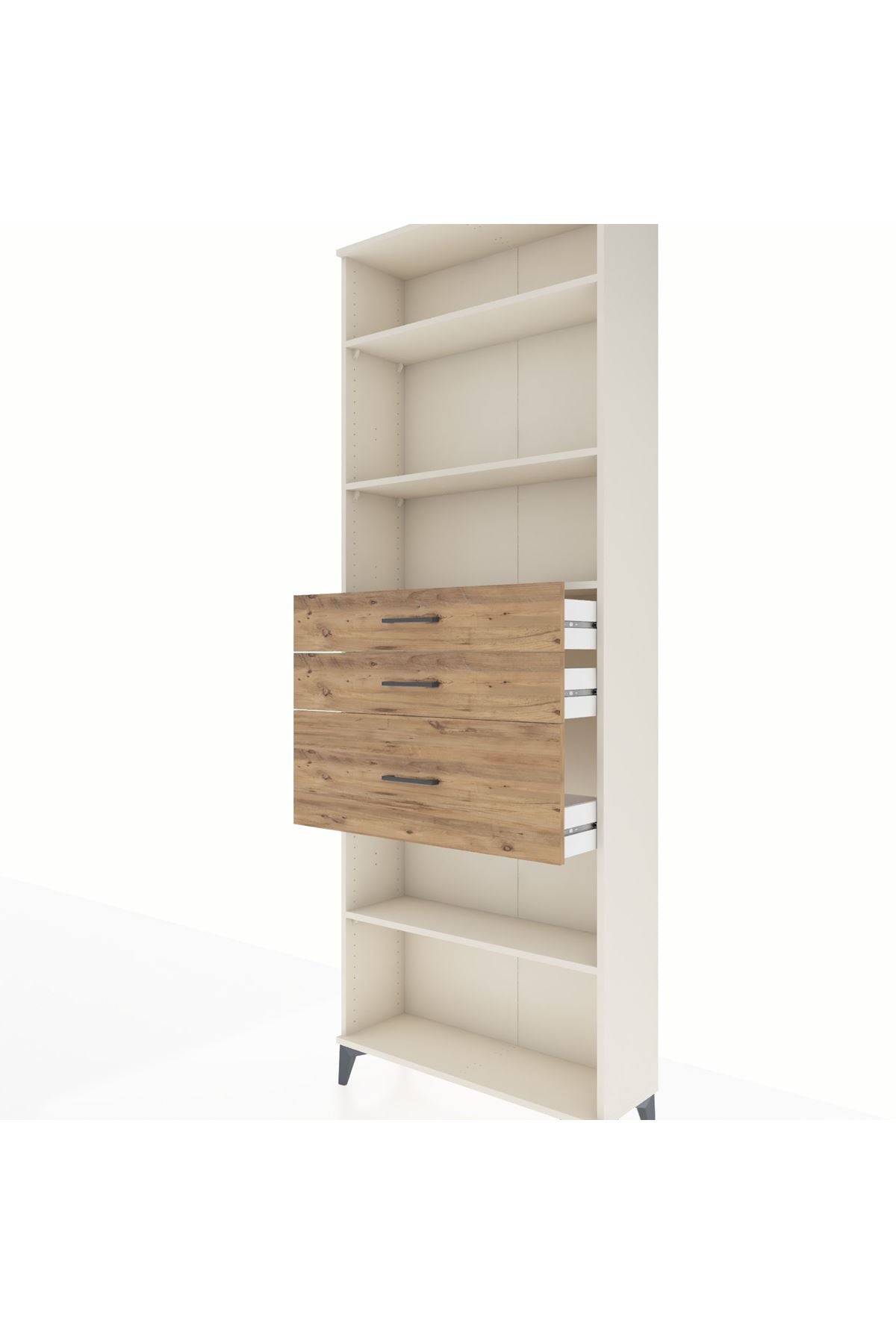 Arges Dolap 4 Raflı 3 Çekmeceli 88x30x243 Aytaşı-Çam