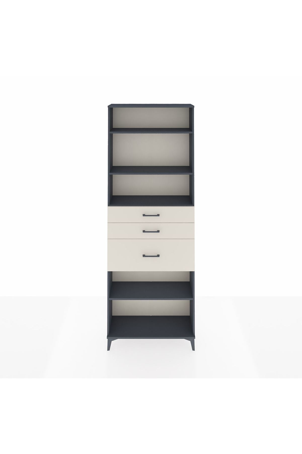 Arges Dolap 4 Raflı 3 Çekmeceli 88x30x243 Antrasit-Aytaşı