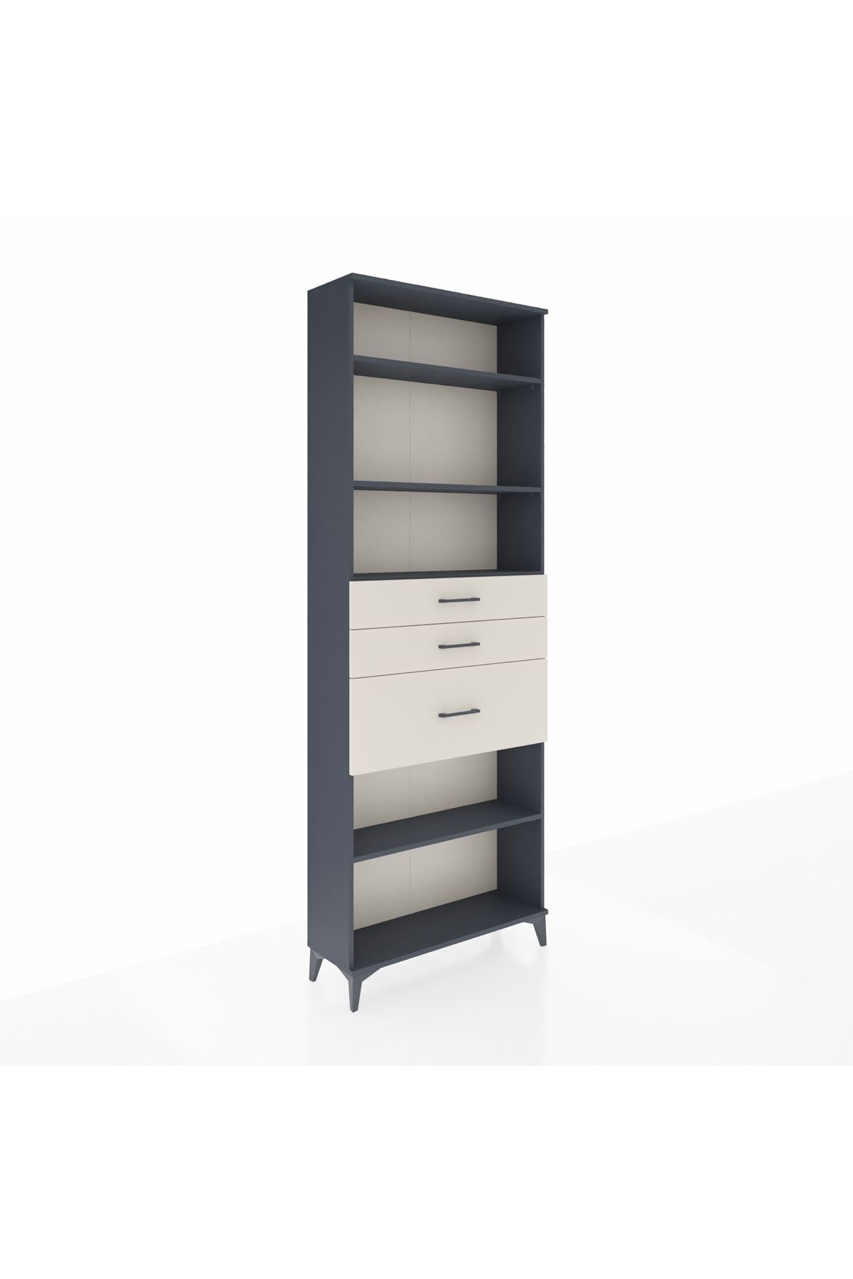 Arges Dolap 4 Raflı 3 Çekmeceli 88x30x243 Antrasit-Aytaşı