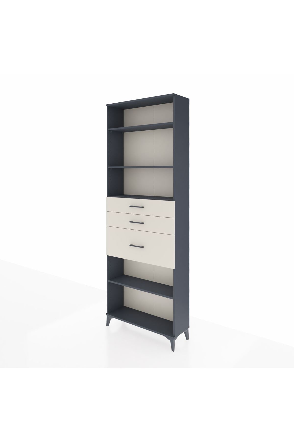 Arges Dolap 4 Raflı 3 Çekmeceli 88x30x243 Antrasit-Aytaşı