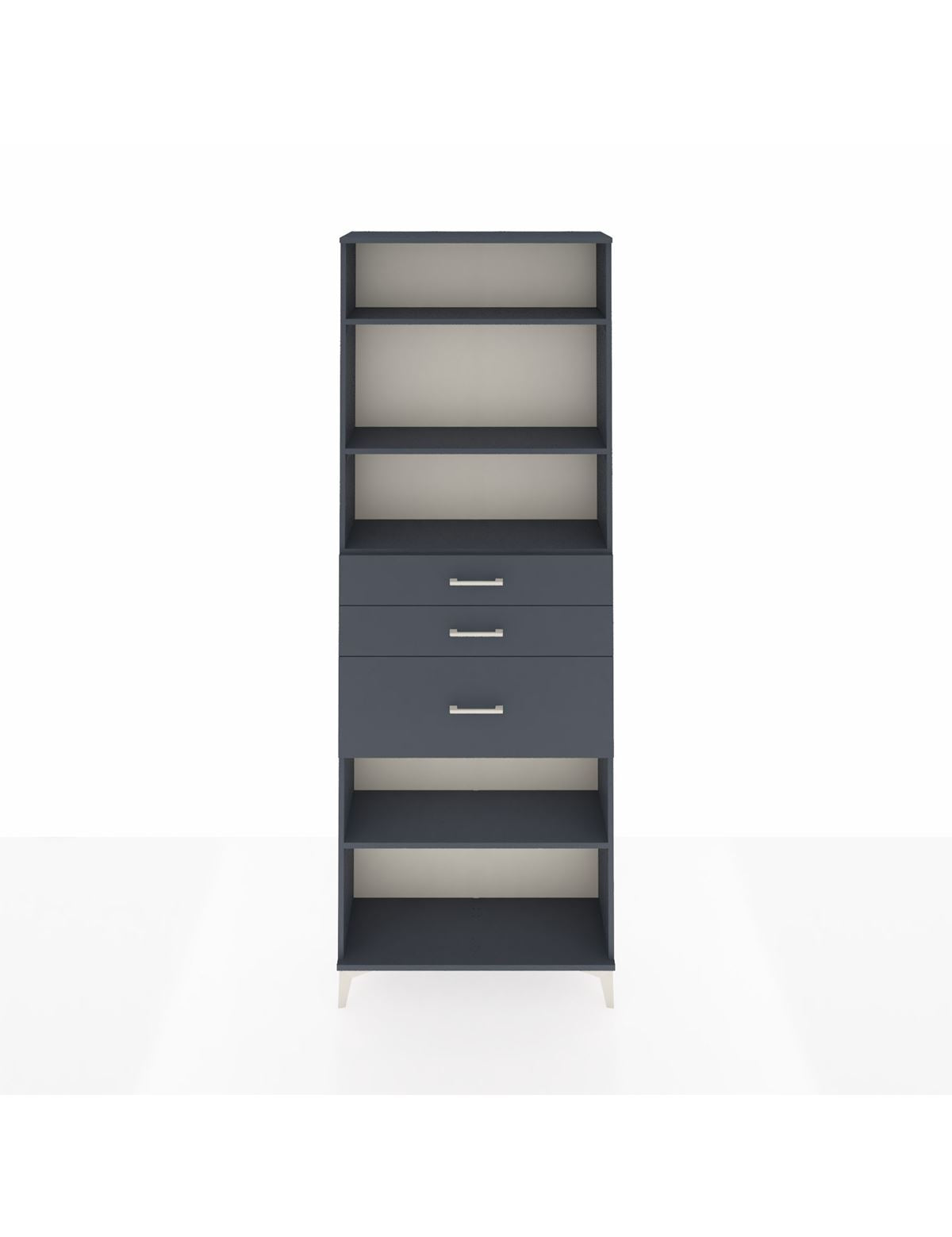 Arges Dolap 4 Raflı 3 Çekmeceli 88x30x243 Antrasit-Antrasit