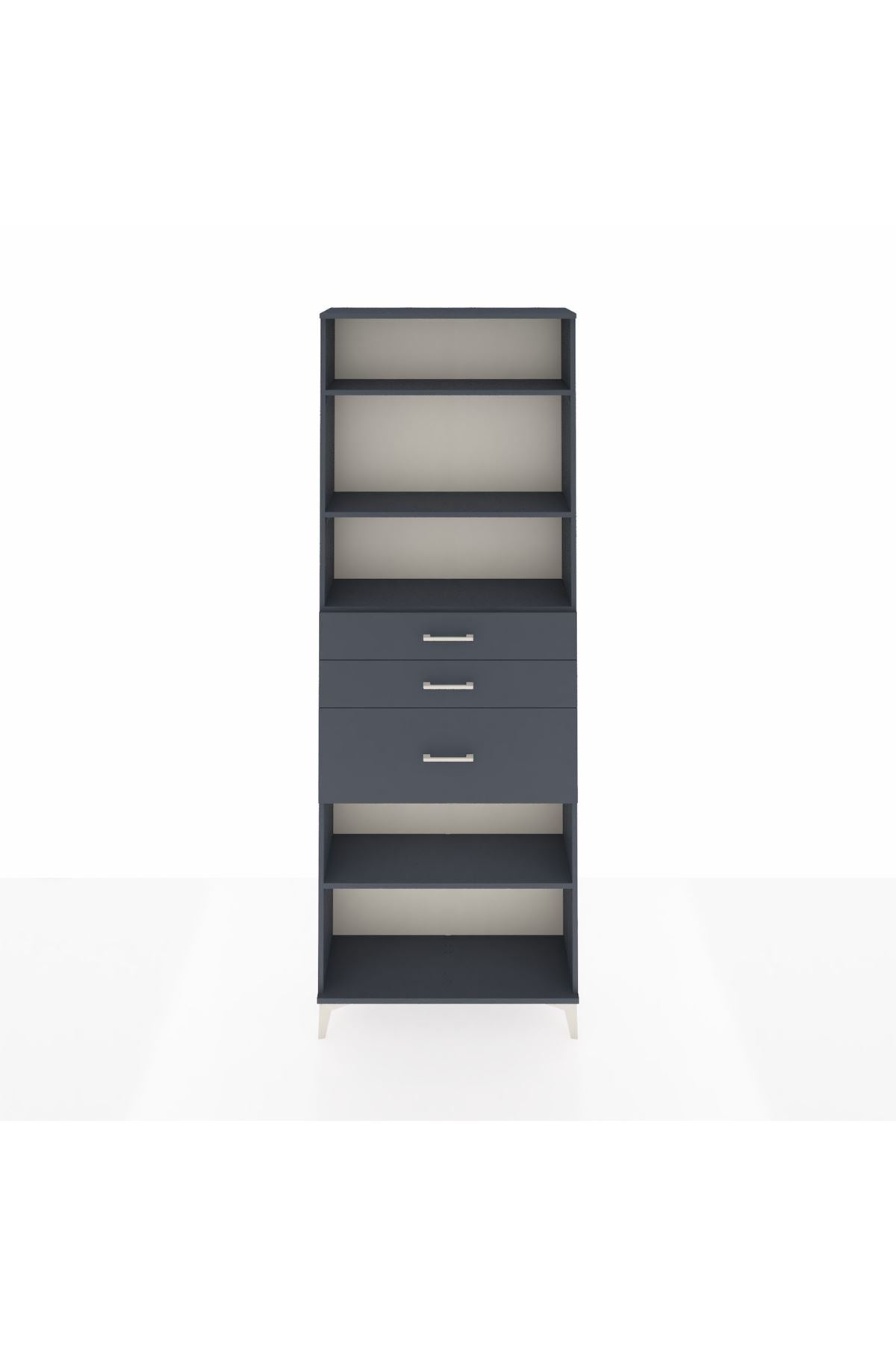 Arges Dolap 4 Raflı 3 Çekmeceli 88x30x243 Antrasit-Antrasit