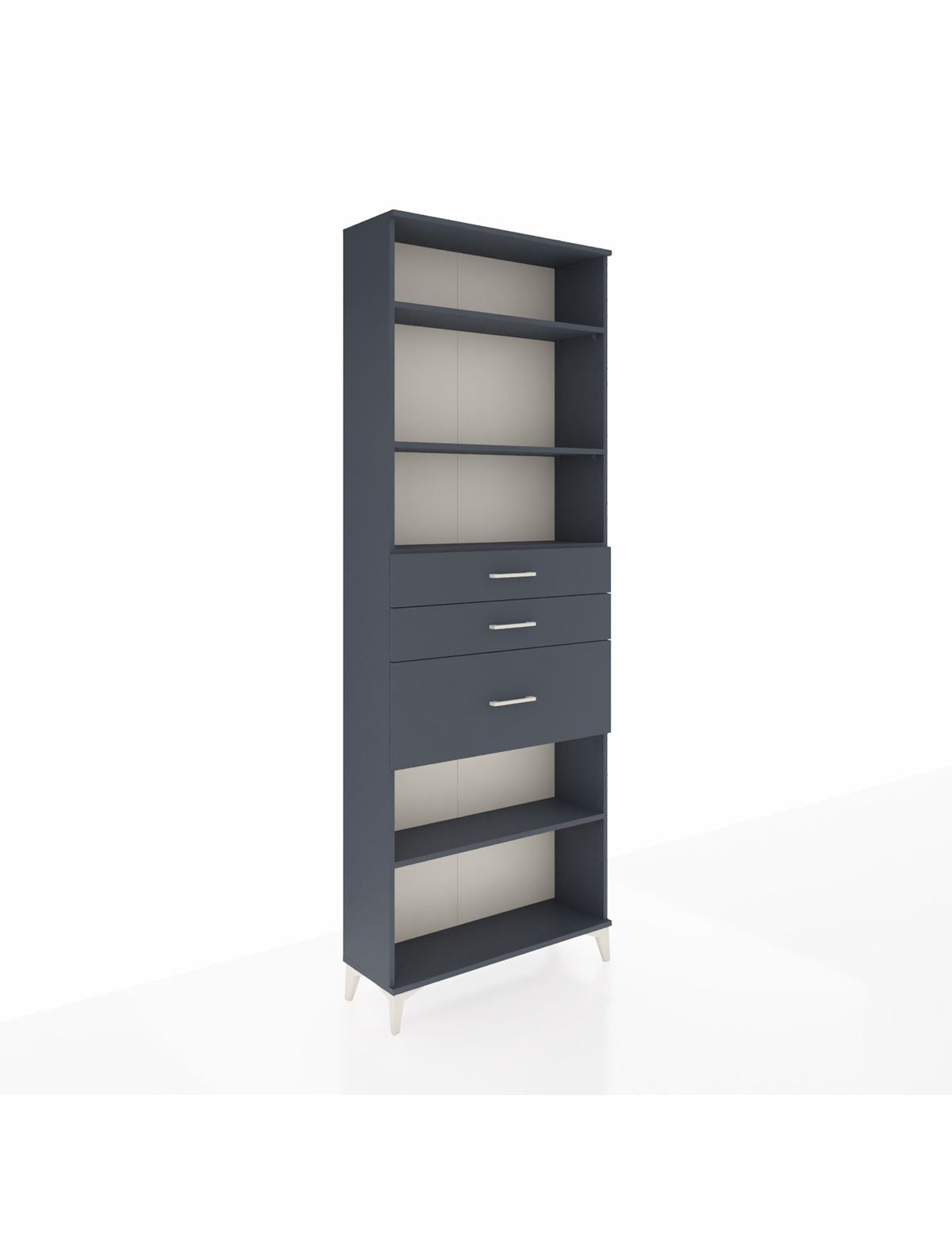 Arges Dolap 4 Raflı 3 Çekmeceli 88x30x243 Antrasit-Antrasit