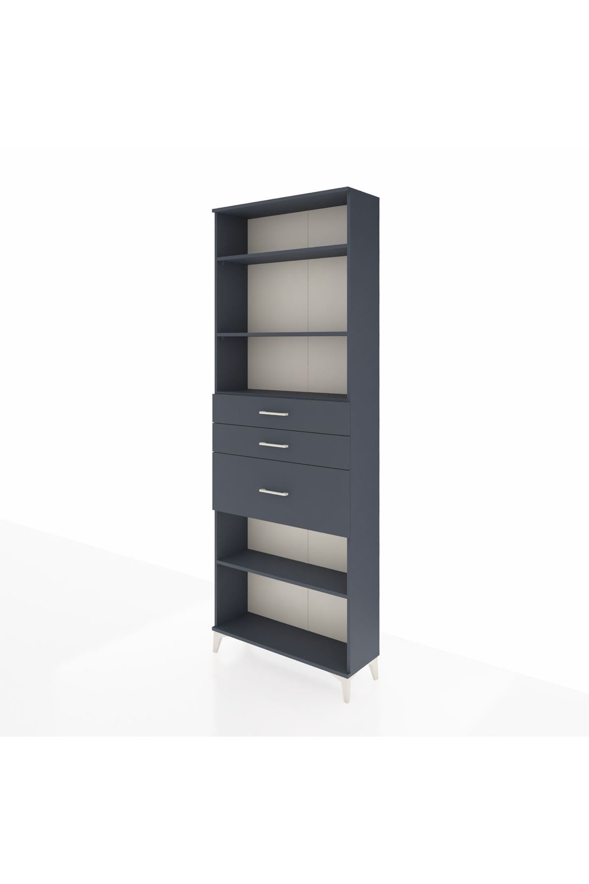 Arges Dolap 4 Raflı 3 Çekmeceli 88x30x243 Antrasit-Antrasit