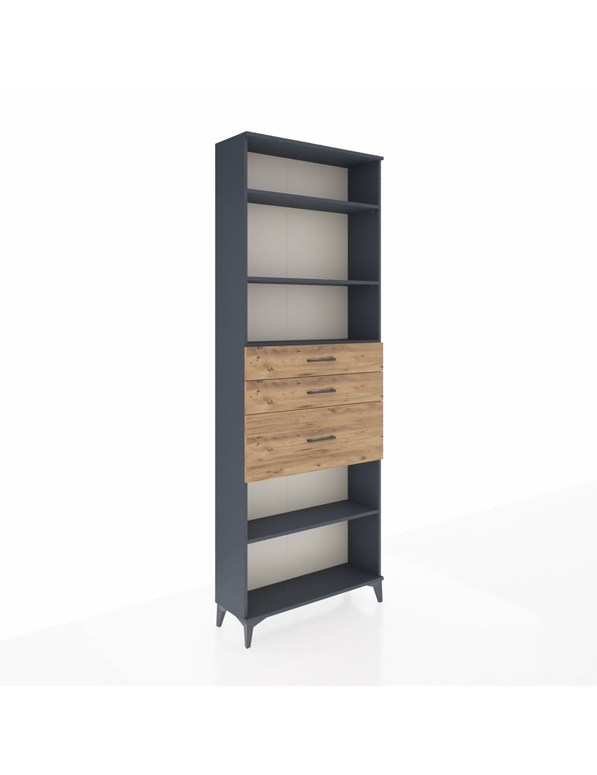 Arges Dolap 4 Raflı 3 Çekmeceli 88x30x243 Antrasit-Çam