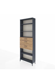 Arges Dolap 4 Raflı 3 Çekmeceli 88x30x243 Antrasit-Çam