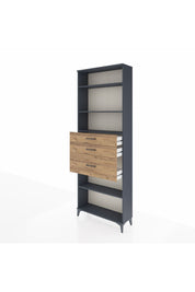 Arges Dolap 4 Raflı 3 Çekmeceli 88x30x243 Antrasit-Çam