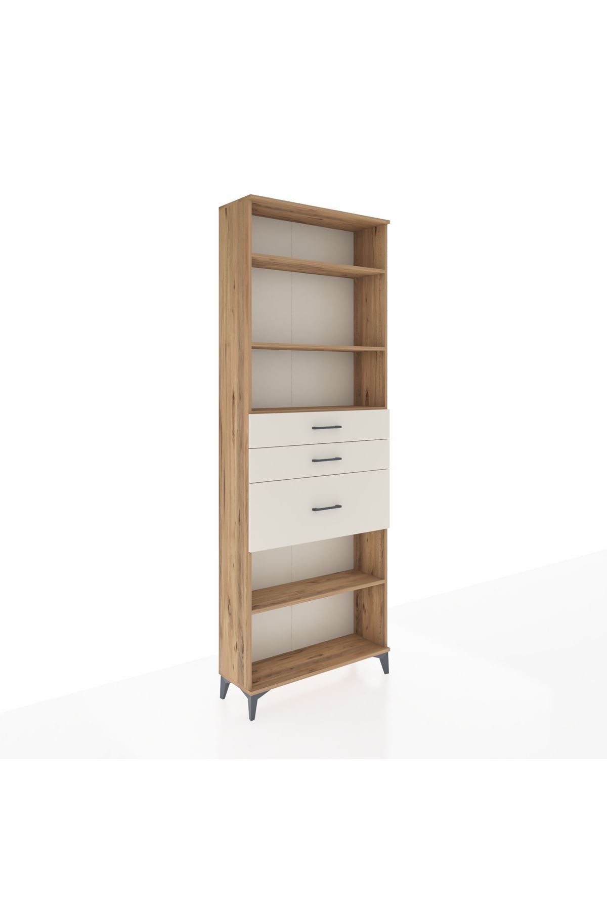 Arges Dolap 4 Raflı 3 Çekmeceli 88x30x243 Çam-Aytaşı