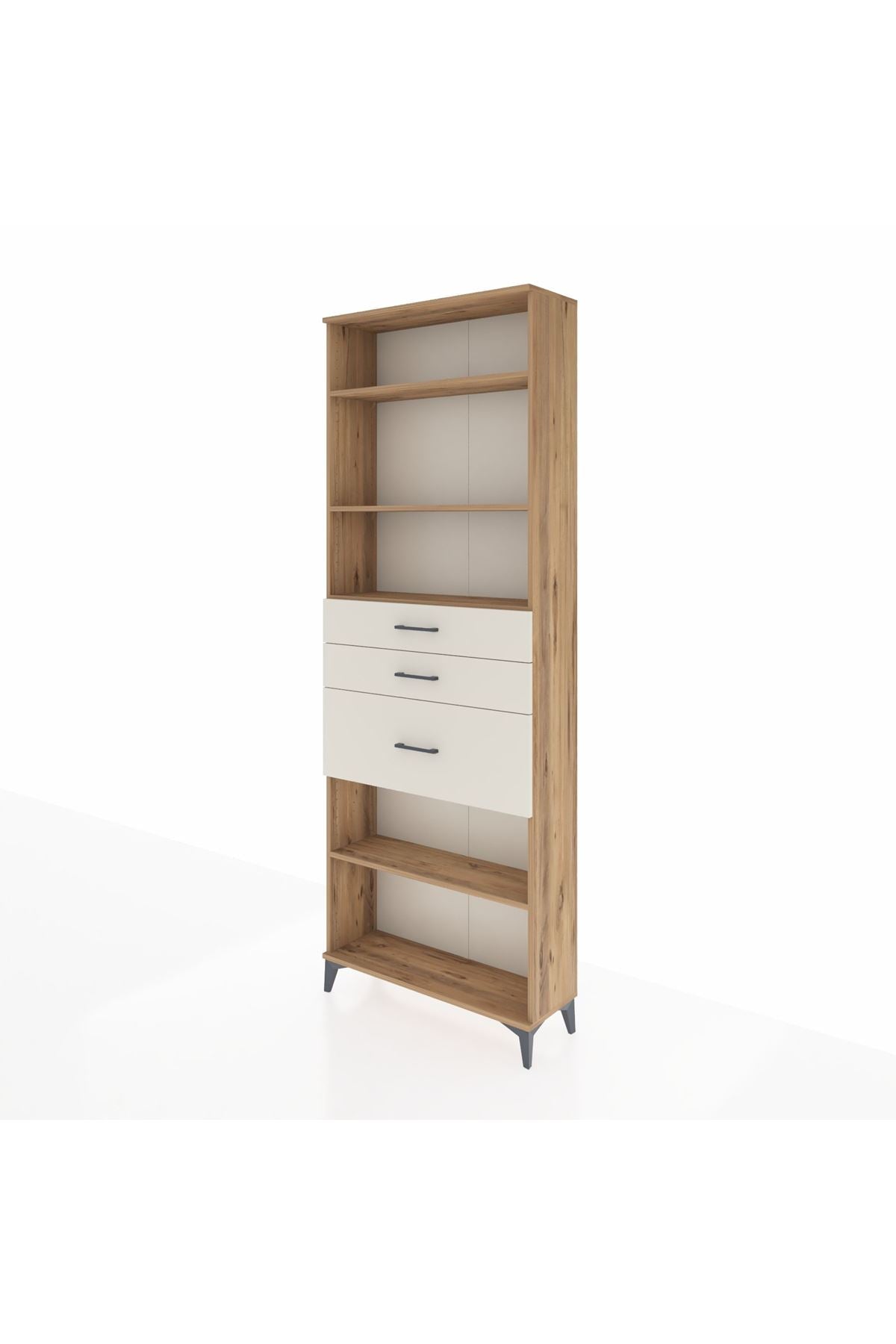 Arges Dolap 4 Raflı 3 Çekmeceli 88x30x243 Çam-Aytaşı