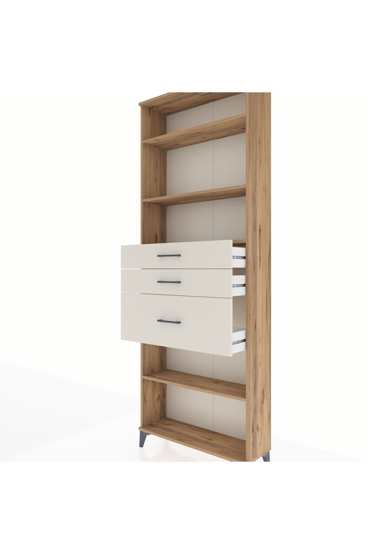 Arges Dolap 4 Raflı 3 Çekmeceli 88x30x243 Çam-Aytaşı