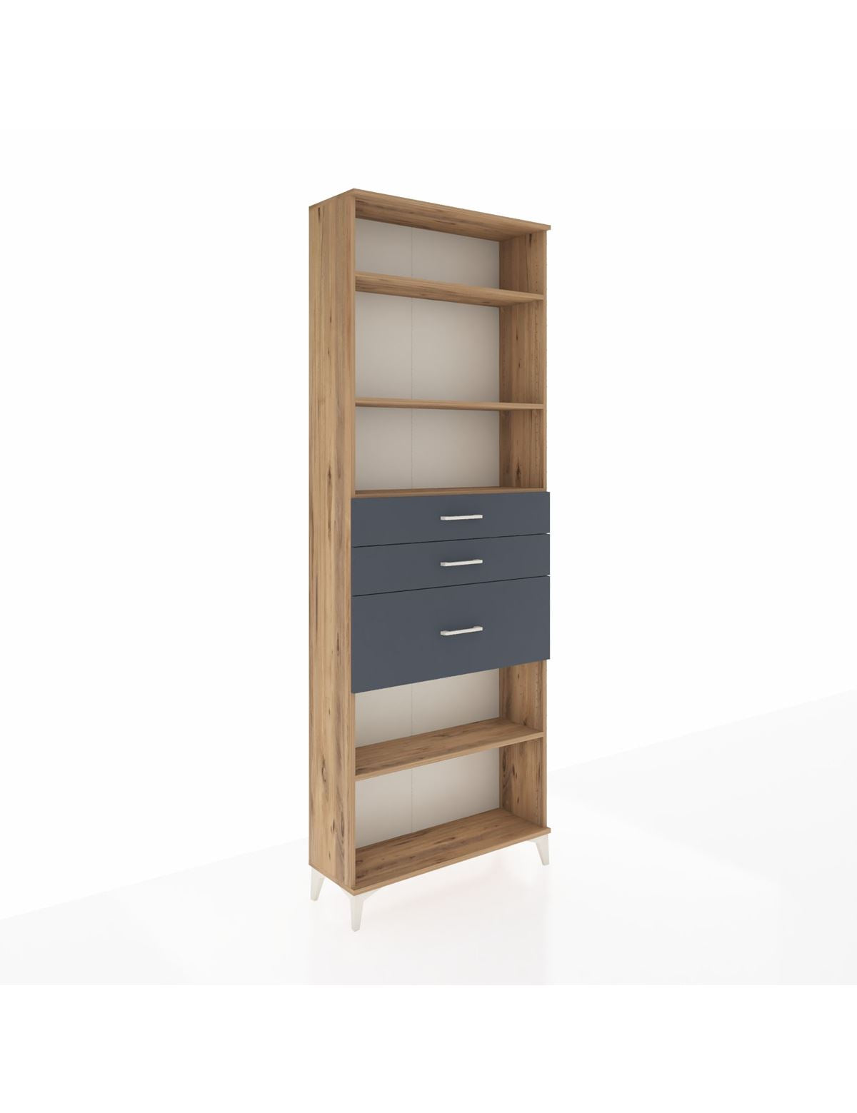 Arges Dolap 4 Raflı 3 Çekmeceli 88x30x243 Çam-Antrasit