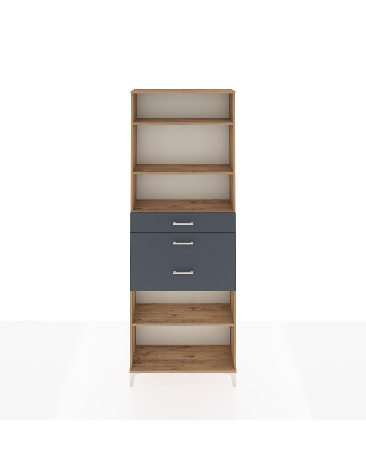 Arges Dolap 4 Raflı 3 Çekmeceli 88x30x243 Çam-Antrasit