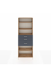 Arges Dolap 4 Raflı 3 Çekmeceli 88x30x243 Çam-Antrasit