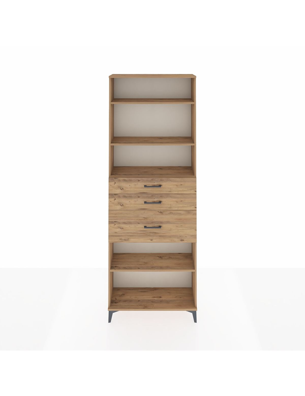 Arges Dolap 4 Raflı 3 Çekmeceli 88x30x243 Çam-Çam